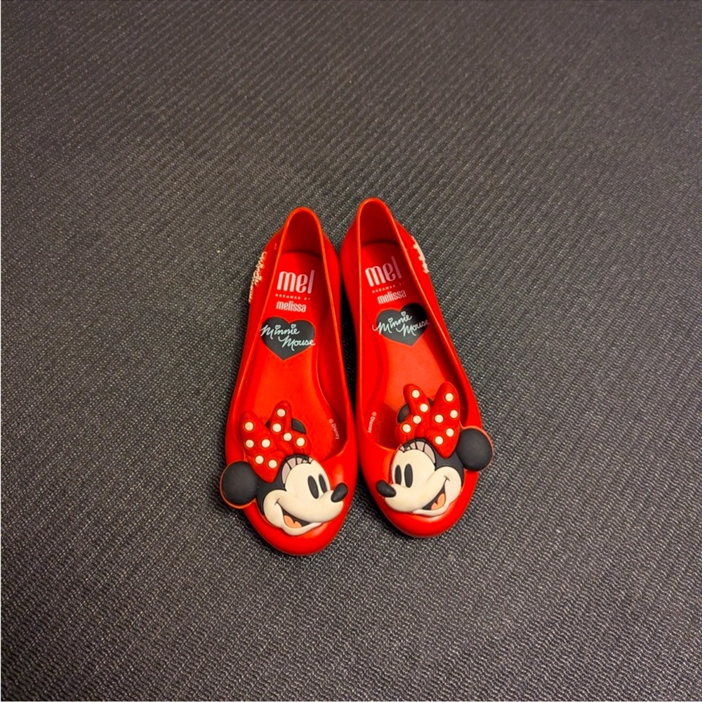 Mini Melissa Disney Shoes Girls Red Minnie Mouse Bow Jelly Flats size 13